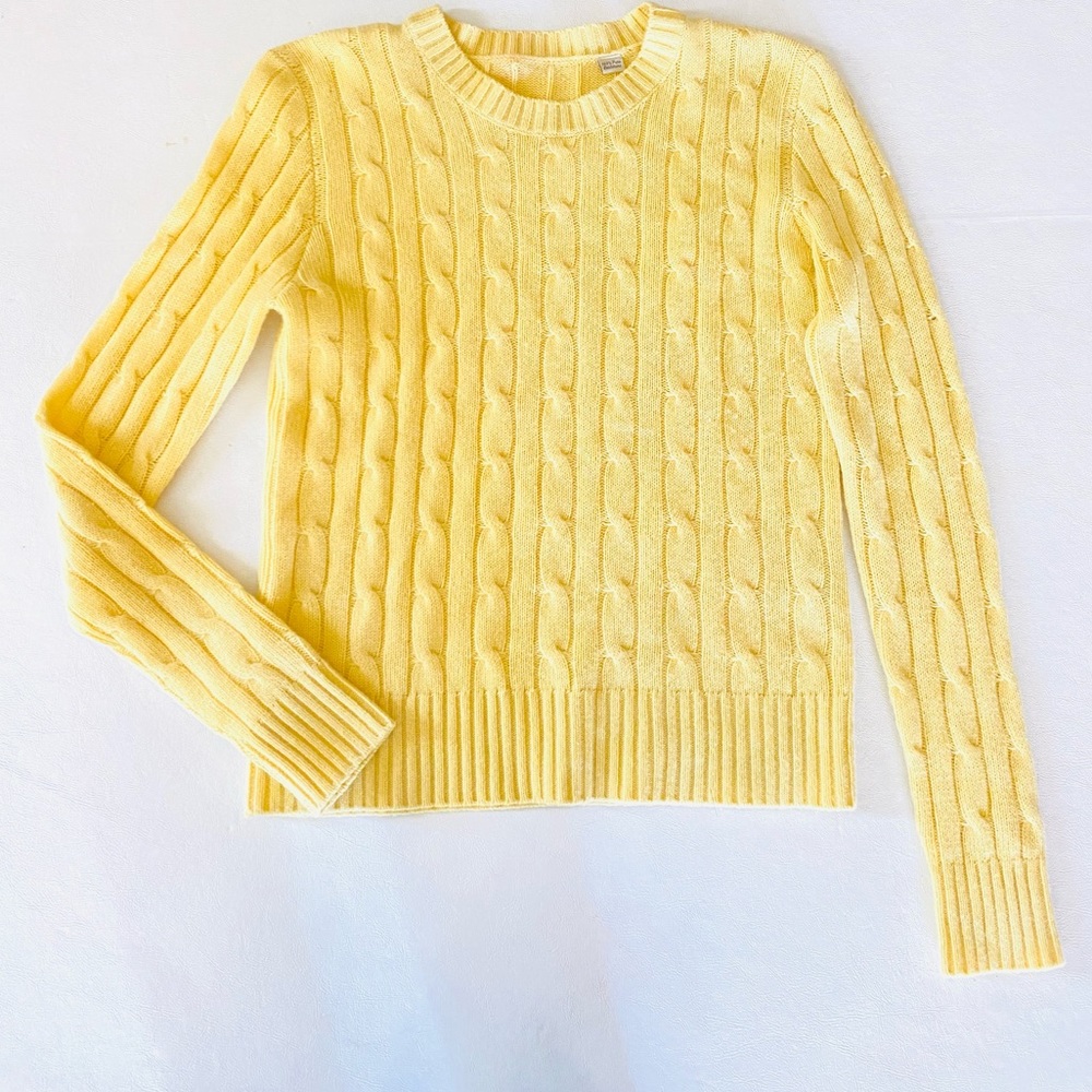 100% PURE CASHMERE Yellow Chain-Knit Sweater